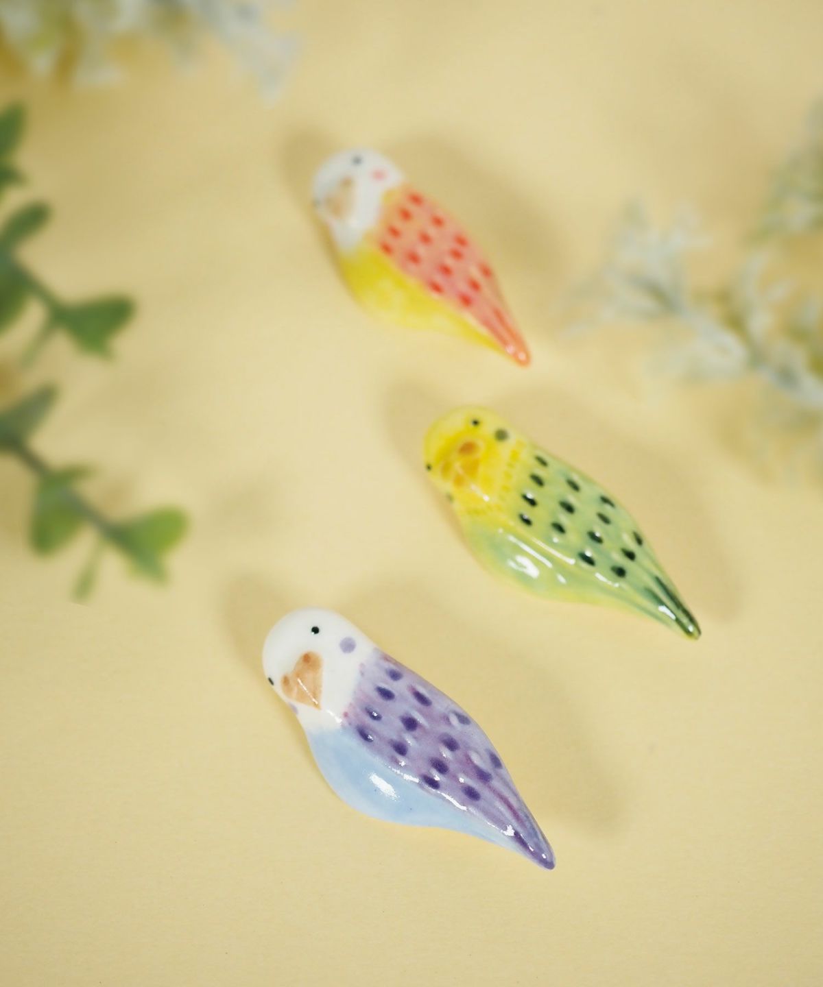 美濃焼タイルインコブローチ【七窯社】