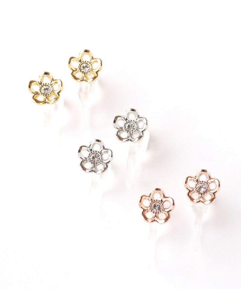 フラワー　花びら　ハート　シルバー　ゴールド　大ぶり　ノンホールピアス　5点 フラワー 花びら ハート シルバー ゴールド 大ぶり