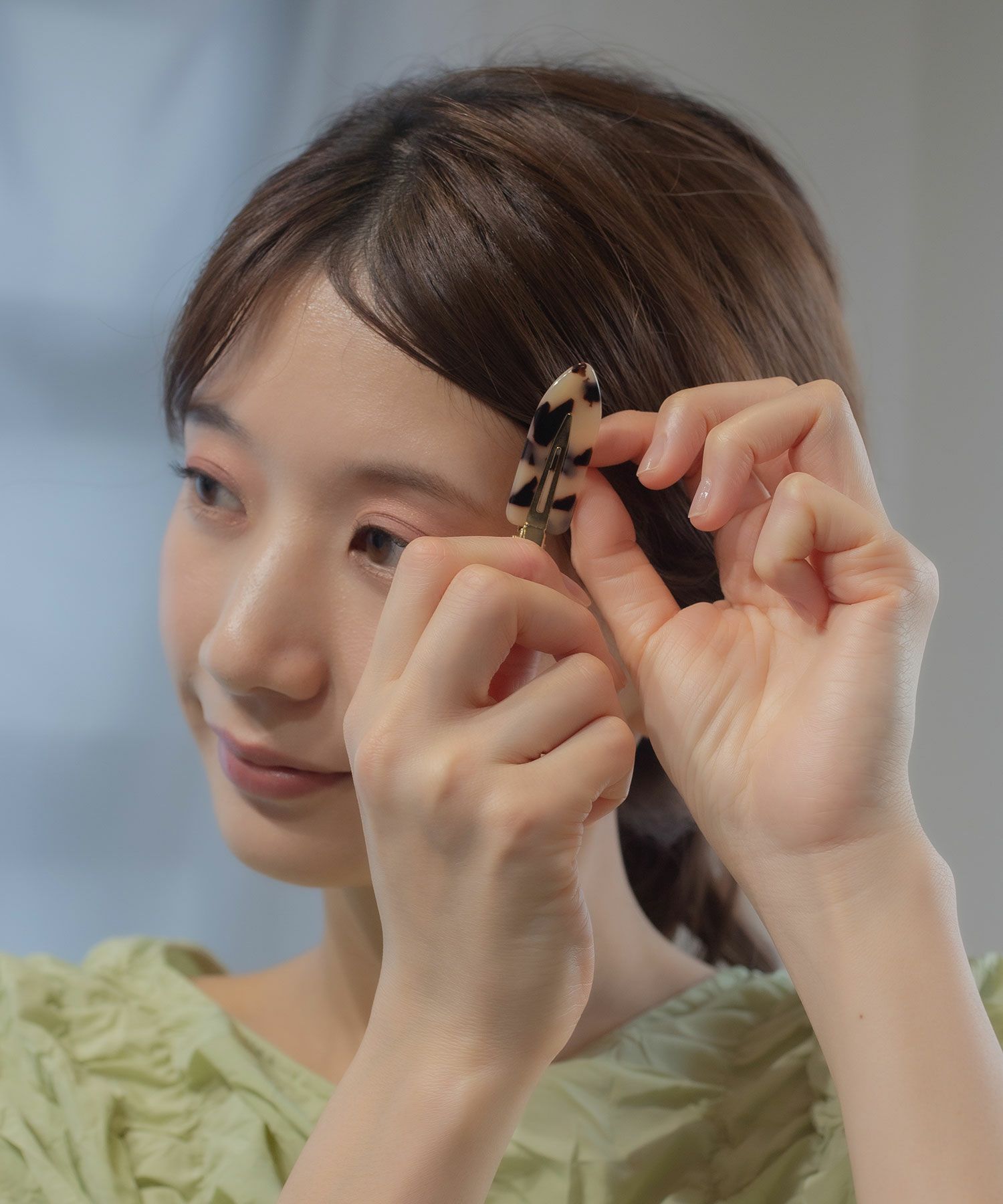 マーブル前髪クリップ2個セット