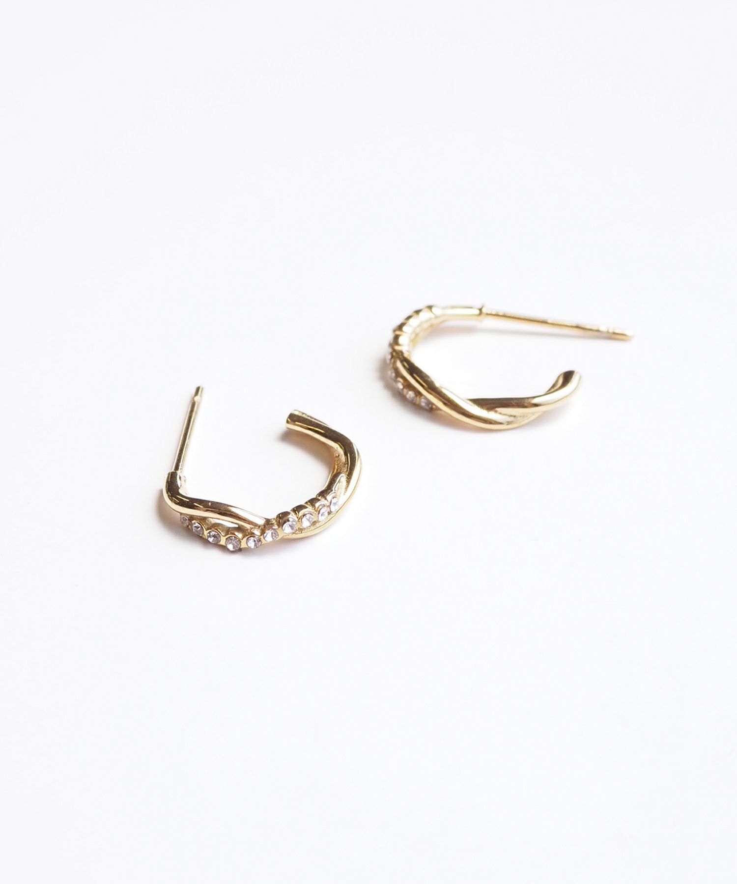 クロスストーンステンレスフープピアス