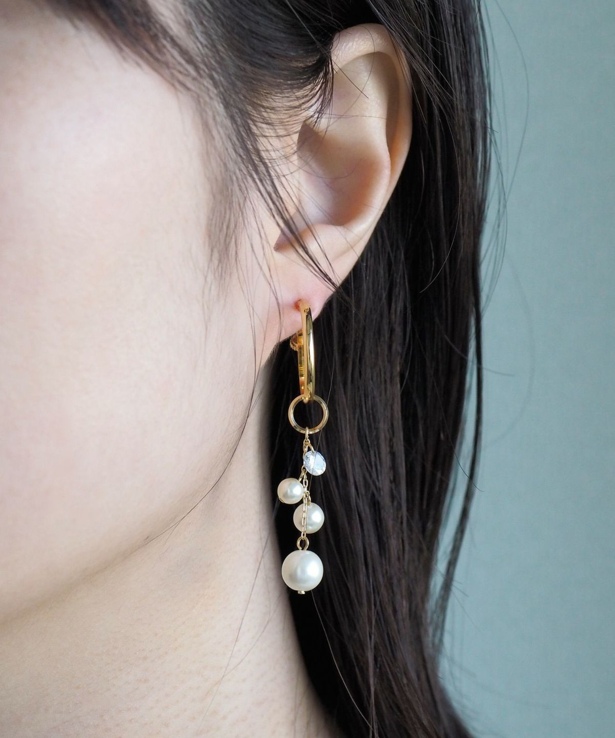 パールミュリールフープ2wayIMFスプリングイヤリング