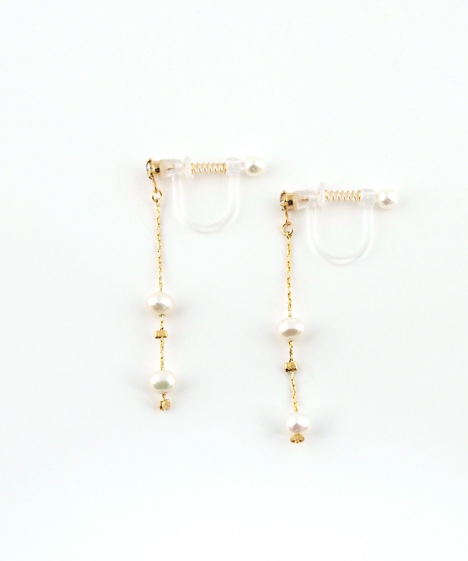 フィルシェヌ淡水パールスプリングクリアイヤリング