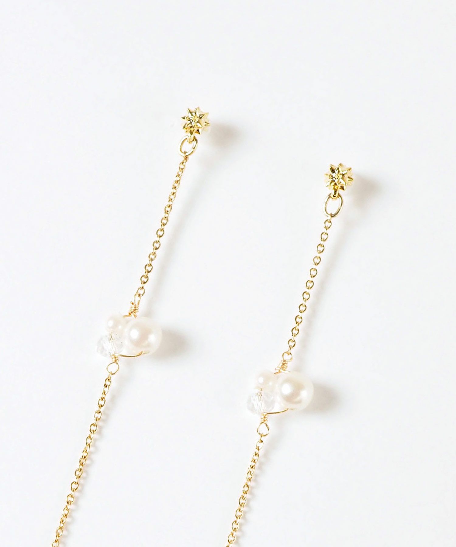 【web限定】チェーンパールセラミックポストピアス