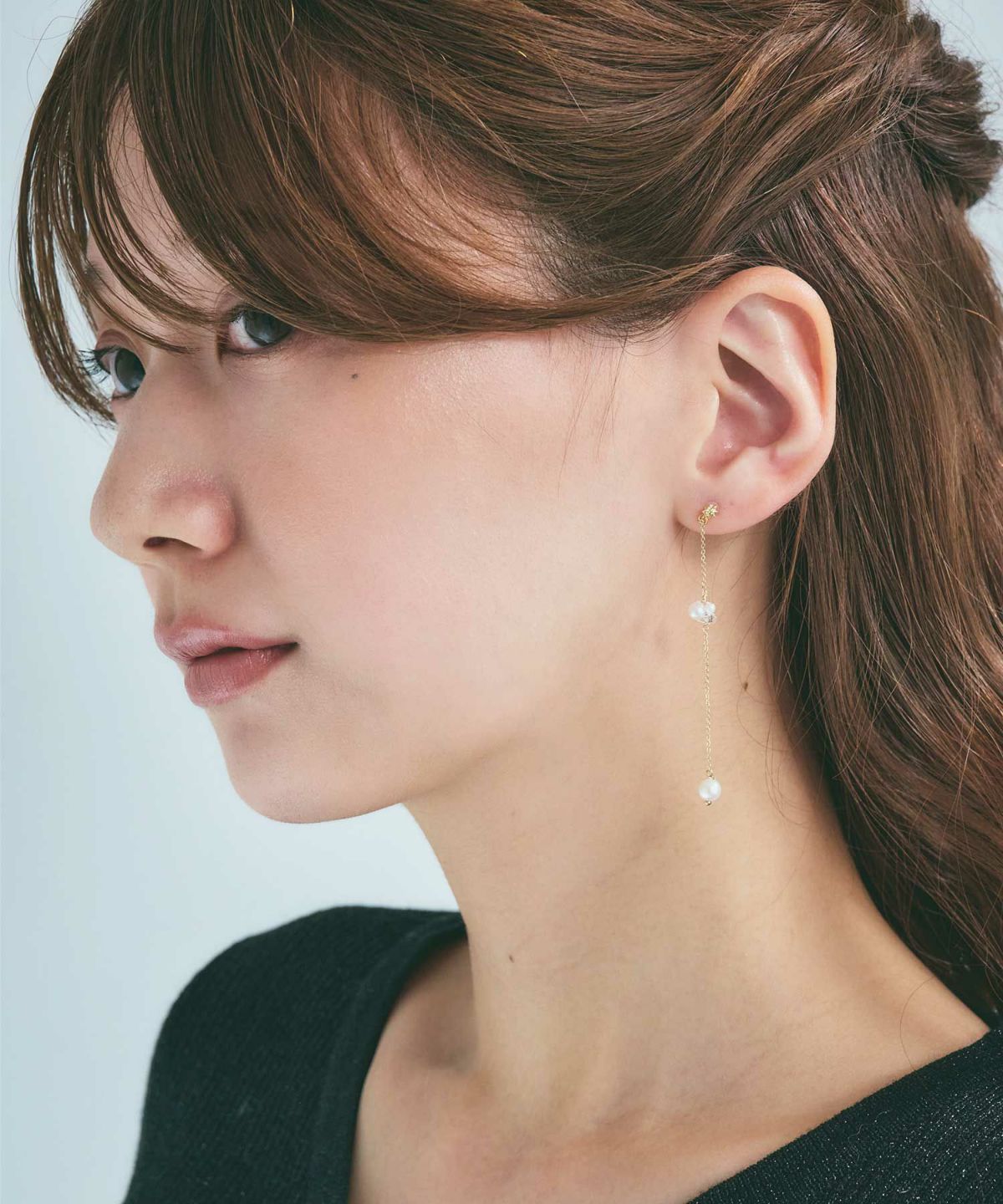 【web限定】チェーンパールセラミックポストピアス