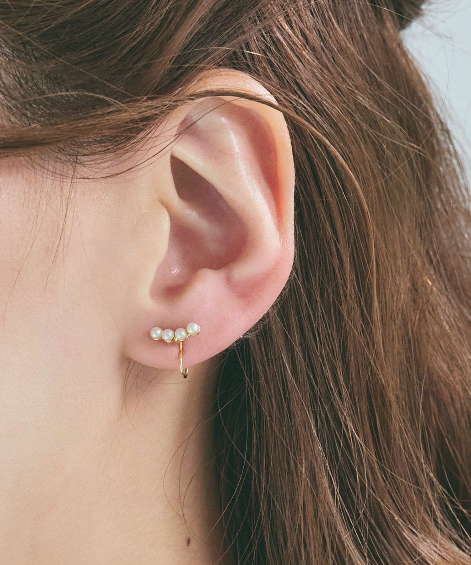 【web限定】トリプルパールノンホールイヤリング