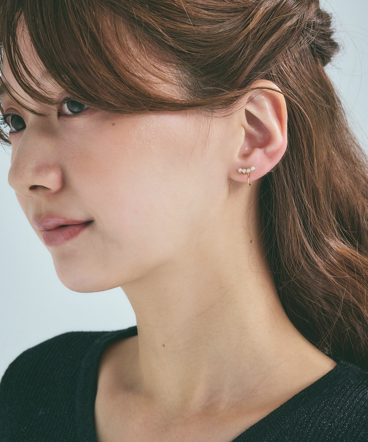 【web限定】トリプルパールノンホールイヤリング