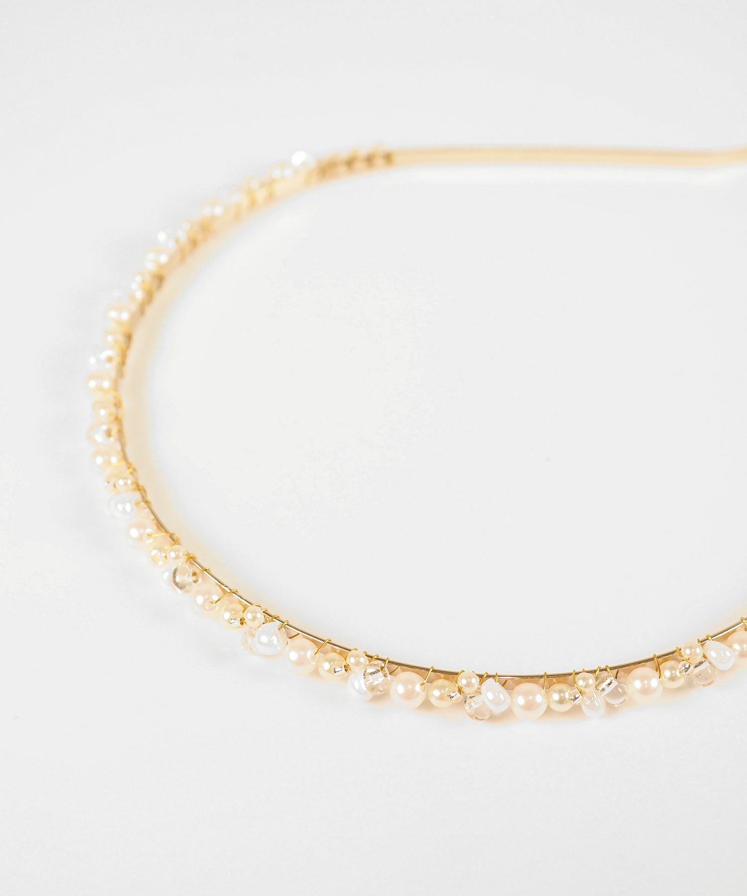 パールクリアストーンカチューシャ