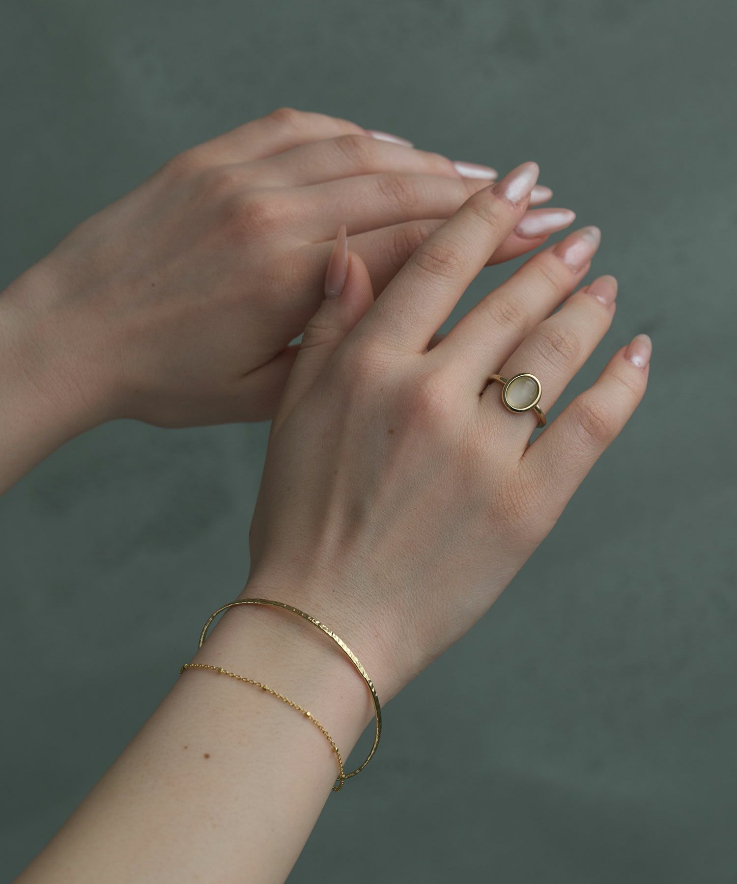 [SV925]オーバルオーロラガラスリング【cucia】