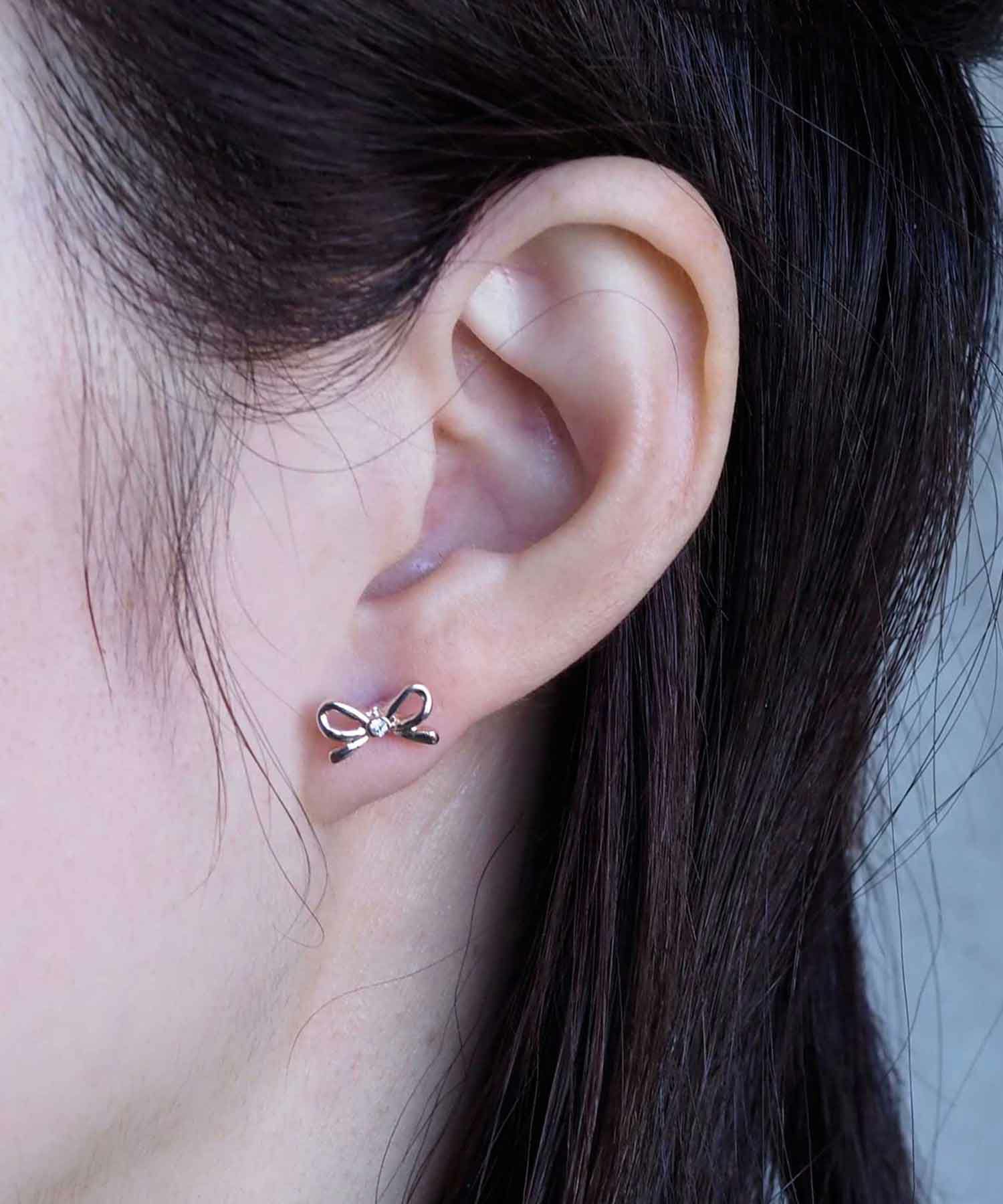 リボンパールセットサージカルステンレスポストピアス