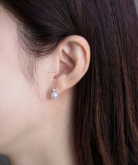 パールストーンセットサージカルステンレスポストピアス