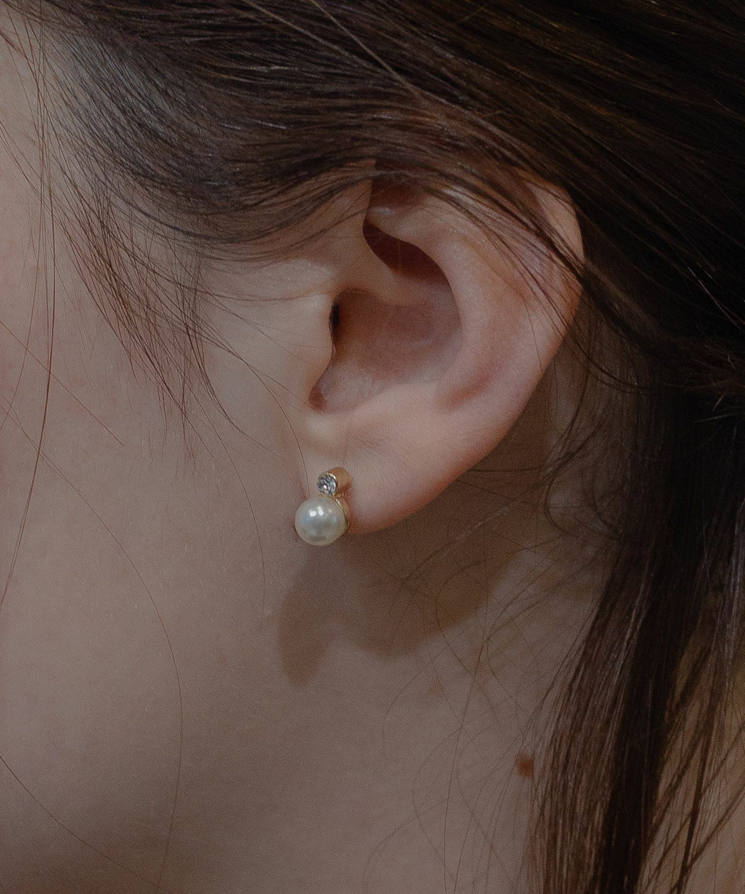 パールストーンセットサージカルステンレスポストピアス