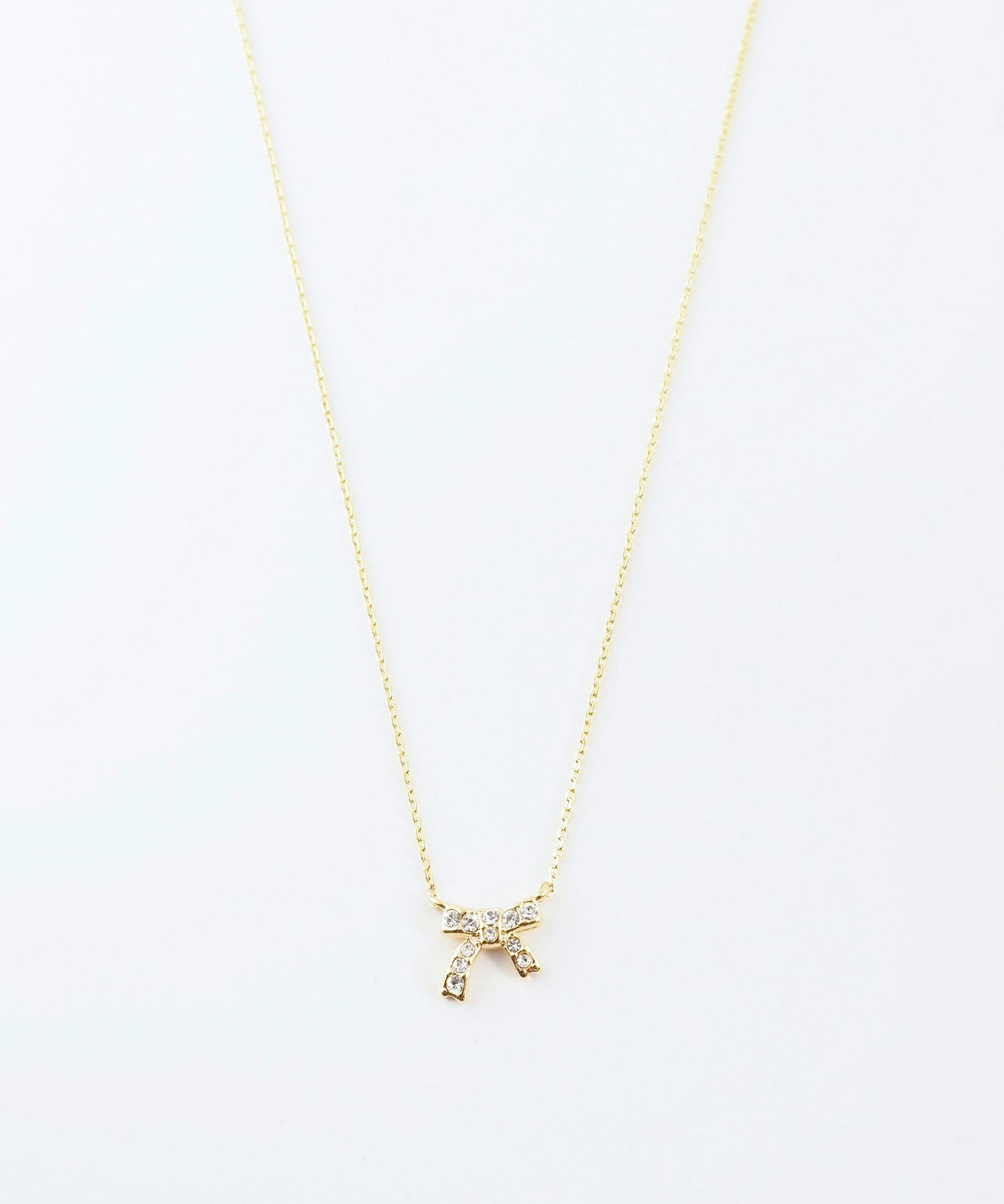 ラインストーンリボンネックレス