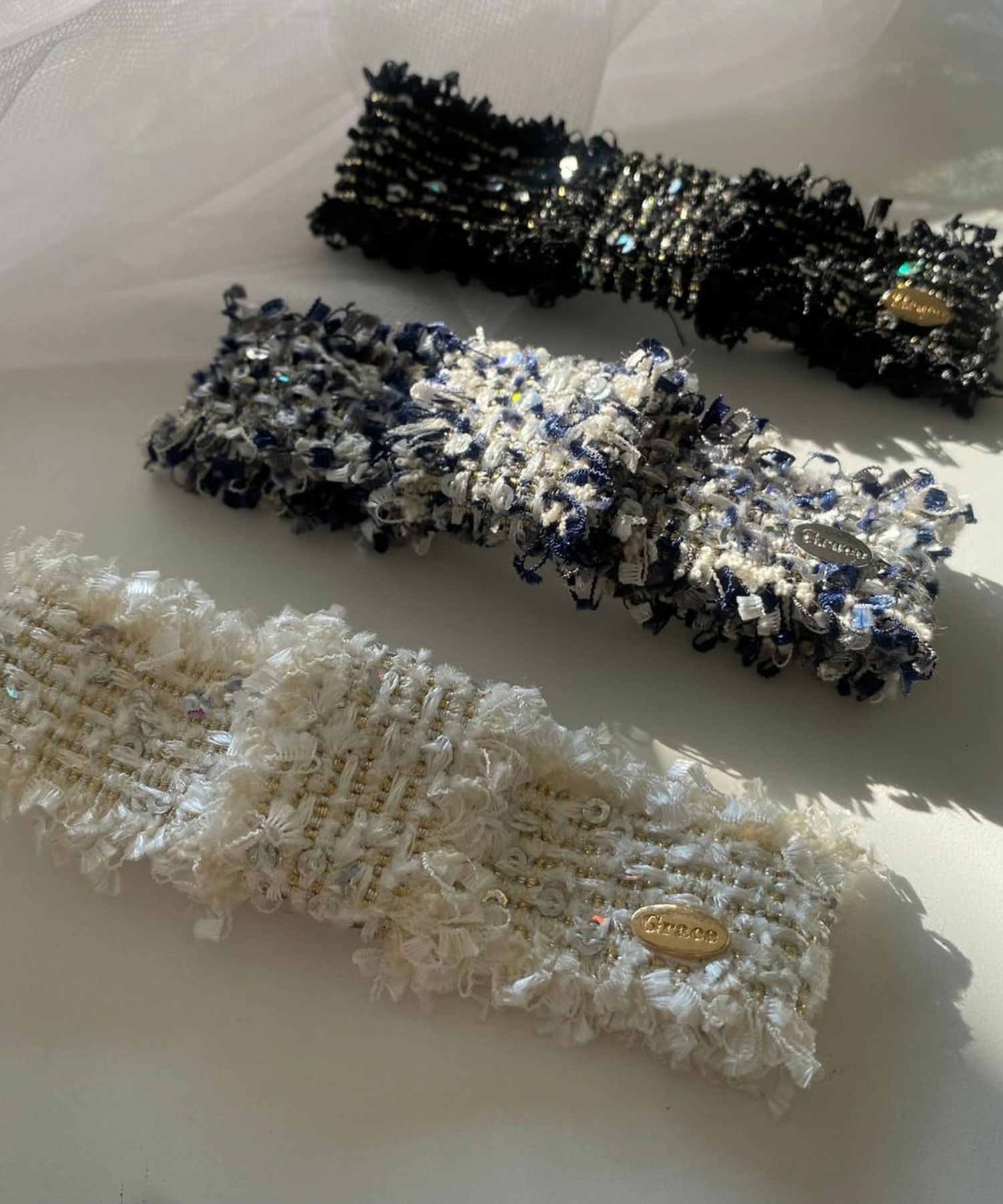 ツイードパッチンピン【Grace】