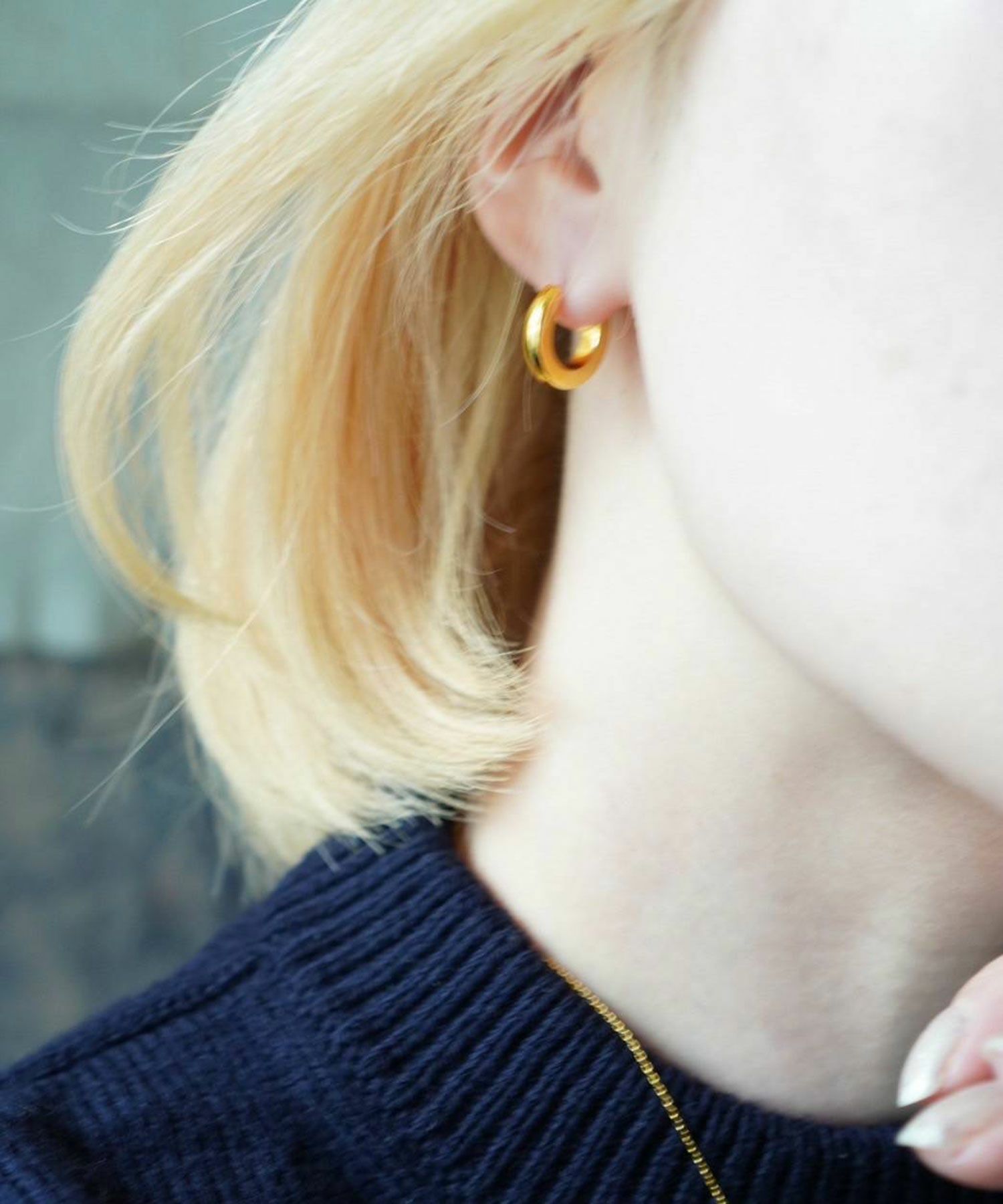 SleekスクエアシェイプフープチタンポストピアスS