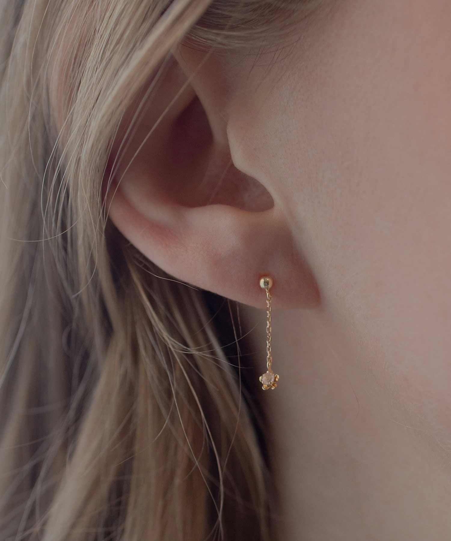 【web限定】[K10]プチフロラジェムストーンチェーンピアス