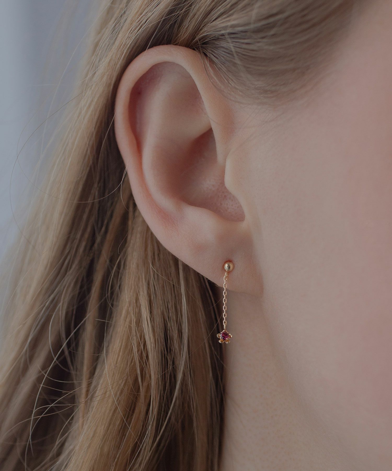 【web限定】[K10]プチフロラジェムストーンチェーンピアス