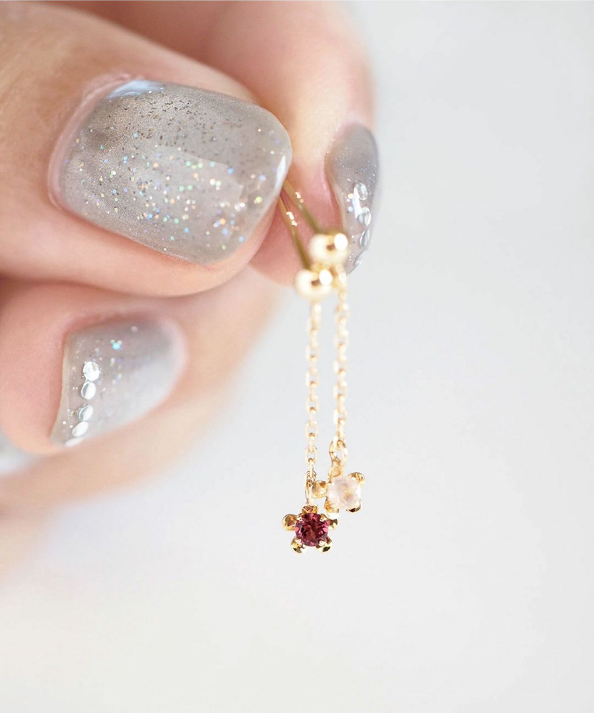 【web限定】[K10]プチフロラジェムストーンチェーンピアス