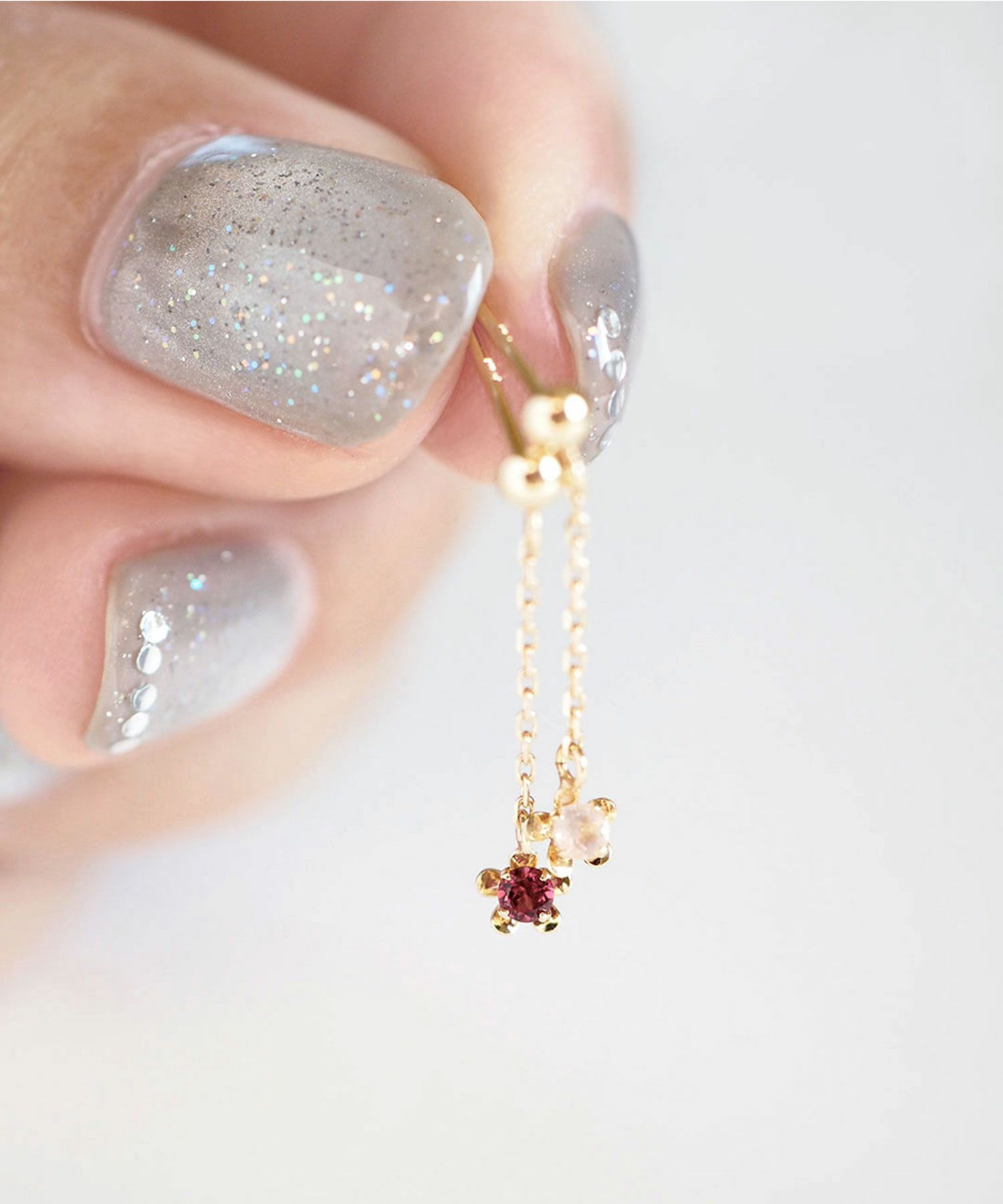 【web限定】[K10]プチフロラジェムストーンチェーンピアス