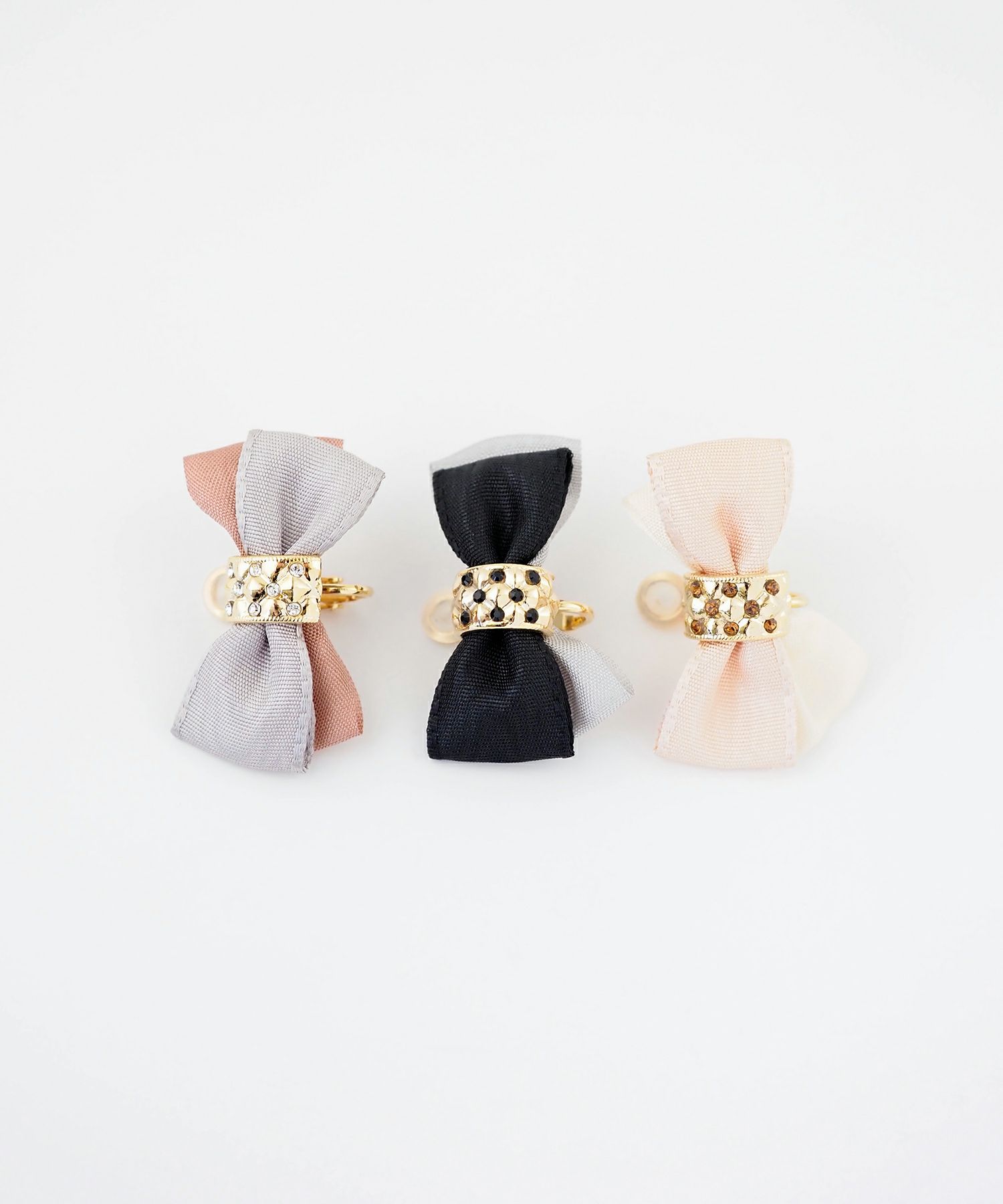 メタルカラーMIXリボンIMUFURETイヤリング