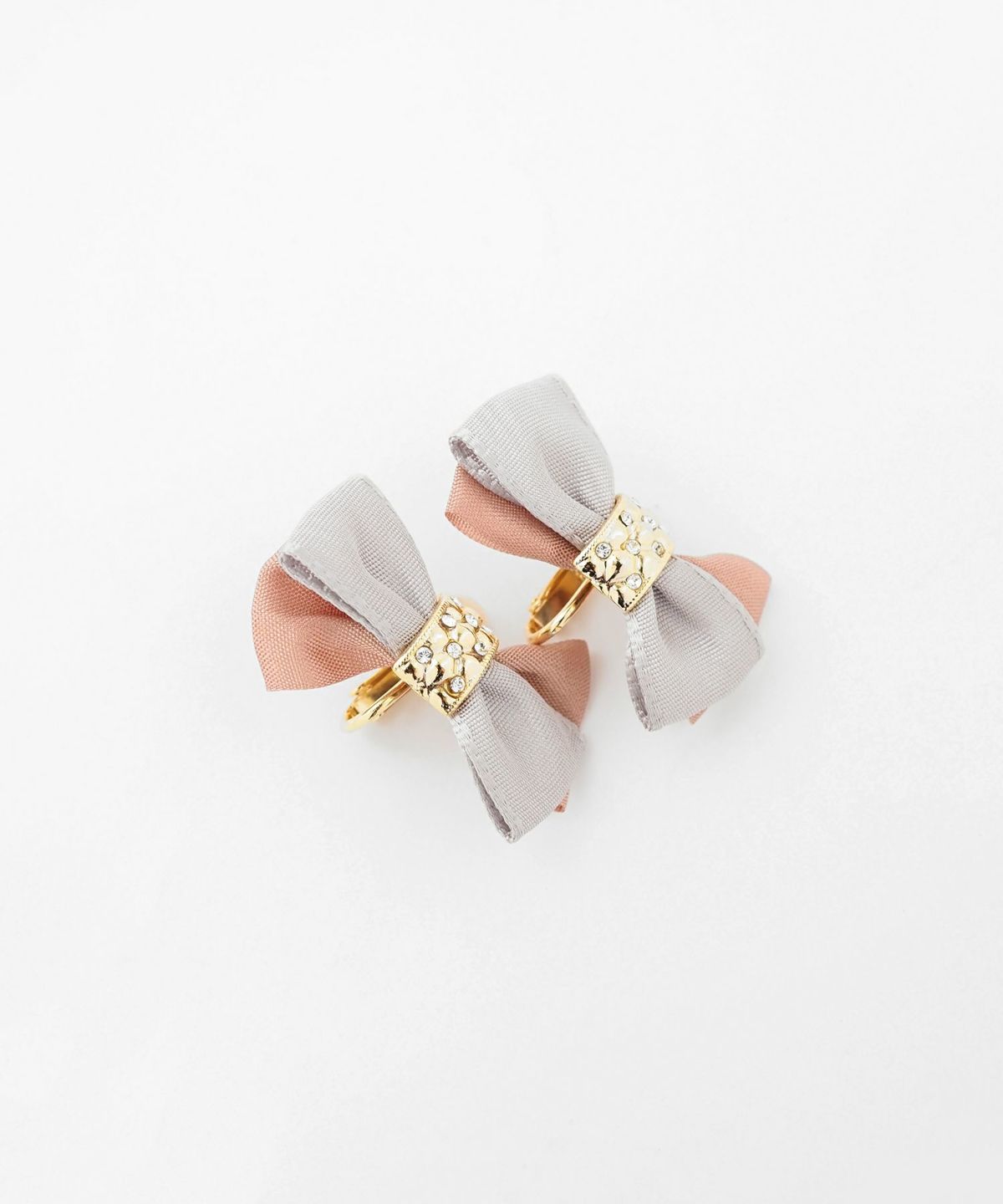 メタルカラーMIXリボンIMUFURETイヤリング