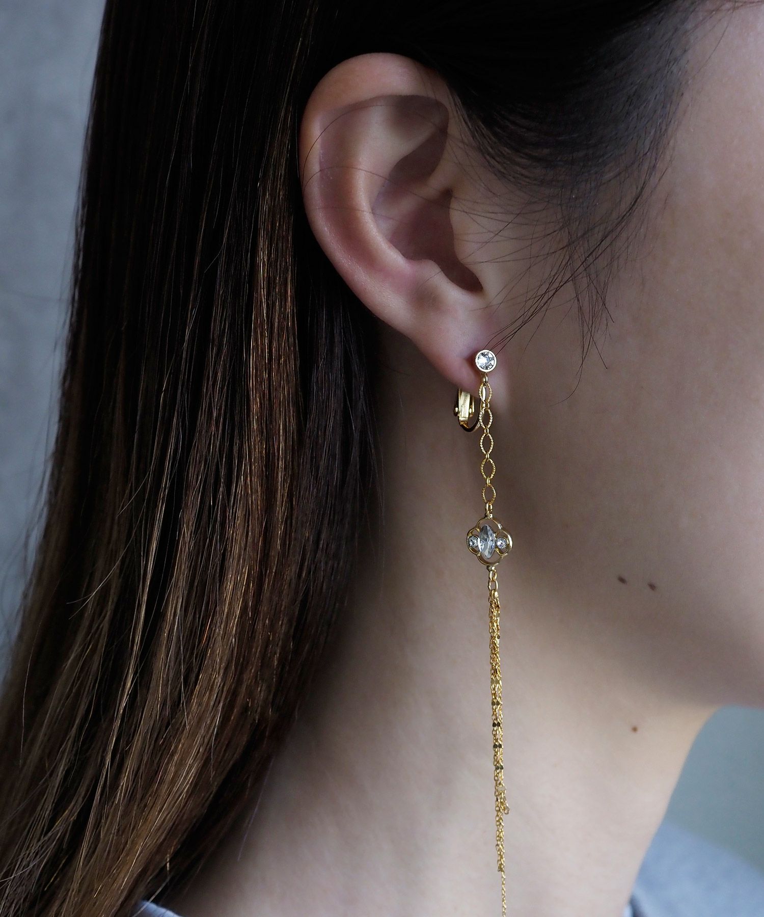 クローバーロングチェーンIMUFURETイヤリング