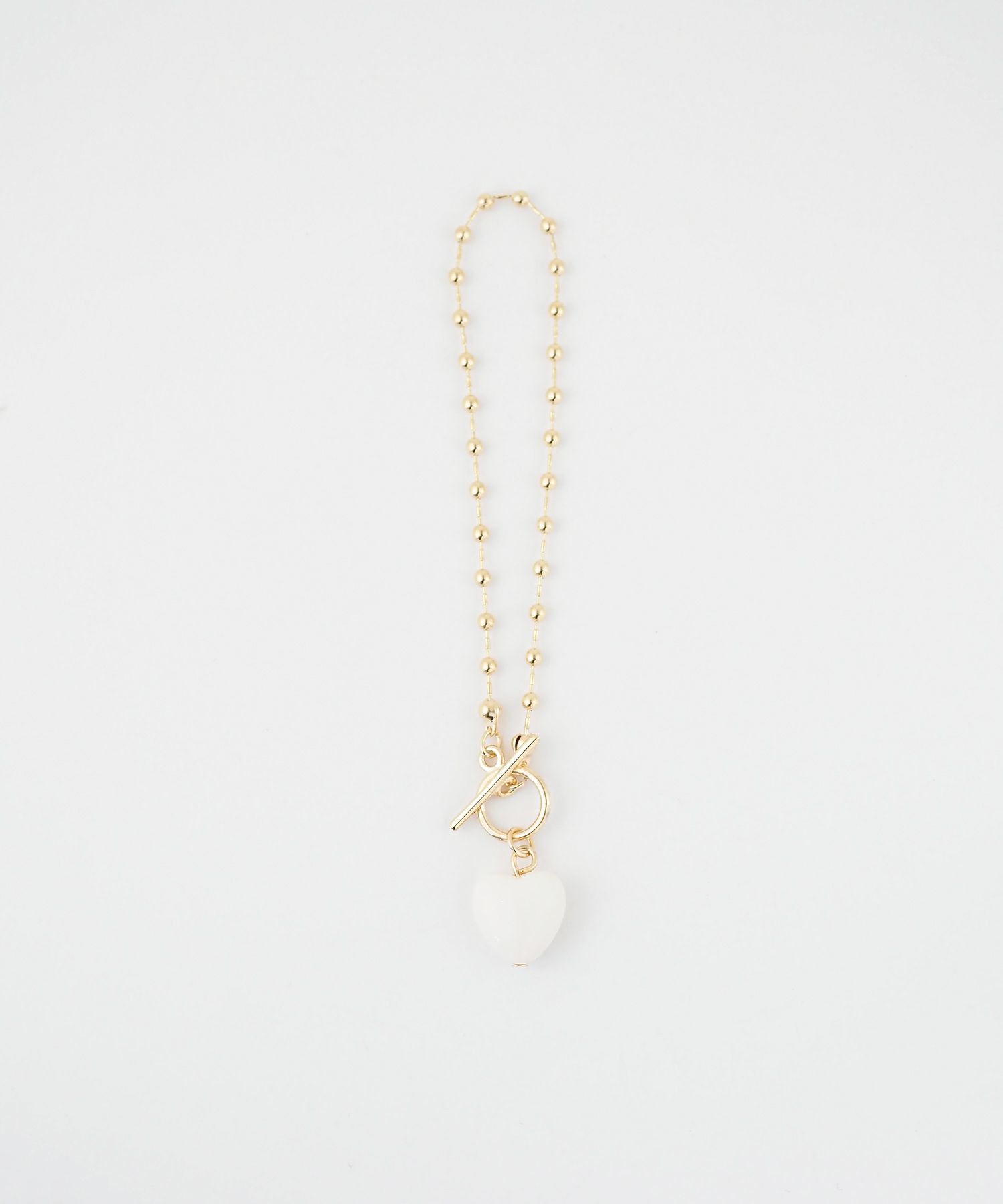 ボールチェーンハートストーンブレスレット