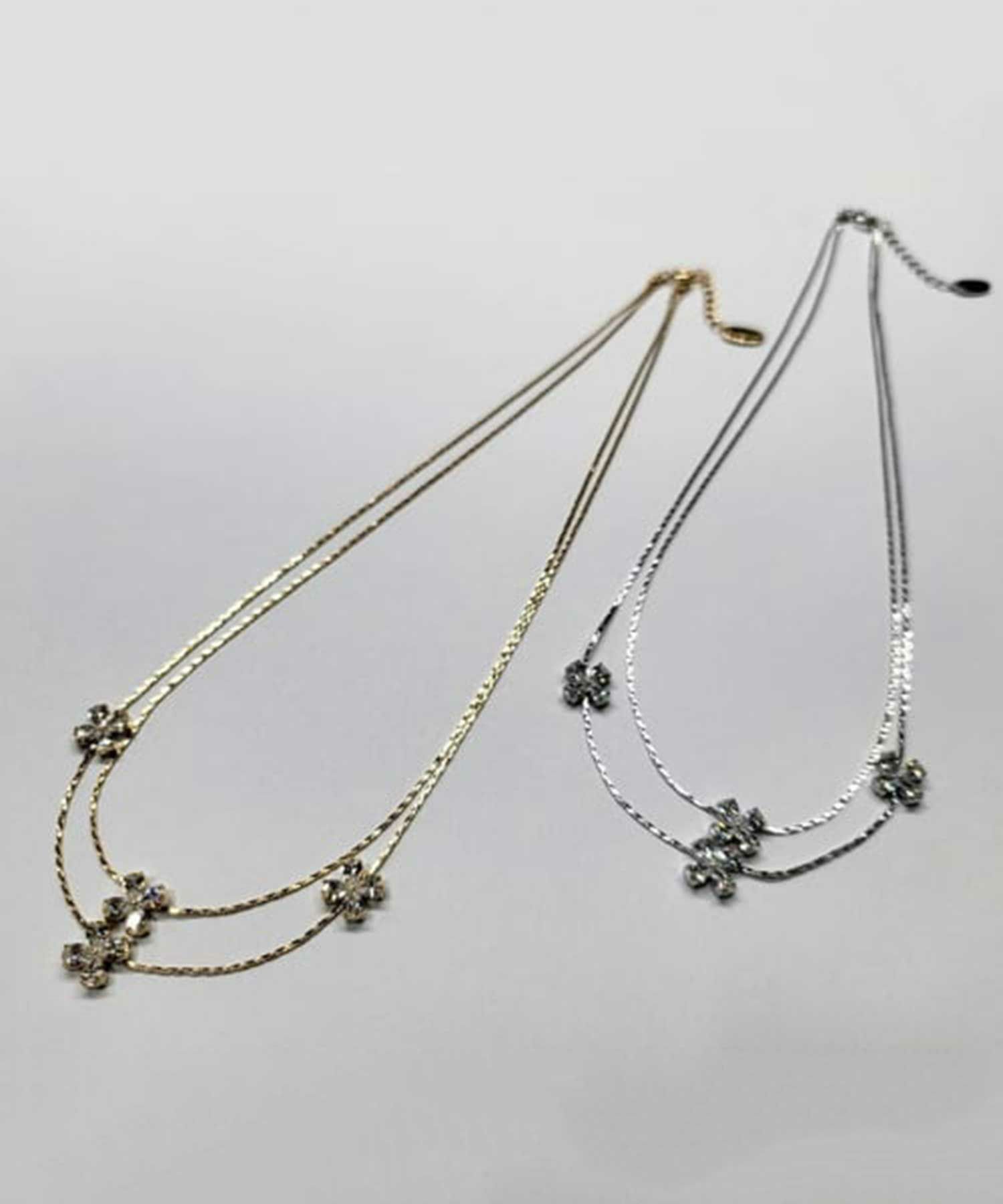 キュービッククローバーレイヤードネックレス【Dahlia】