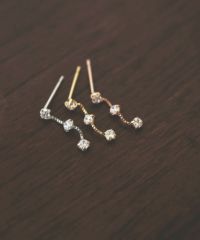 [K10]トロワジルコニアピアス【cucia】
