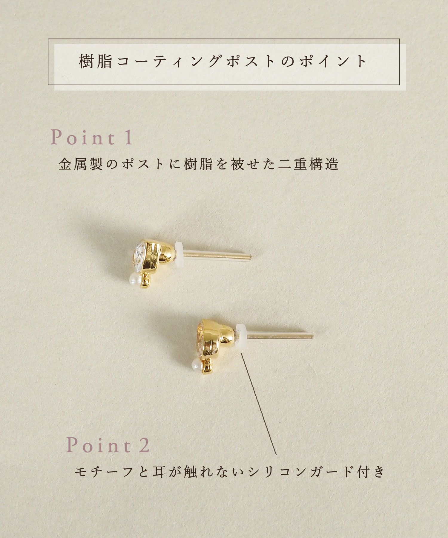 【web限定】キュービックドロップ樹脂コーティングポストピアス