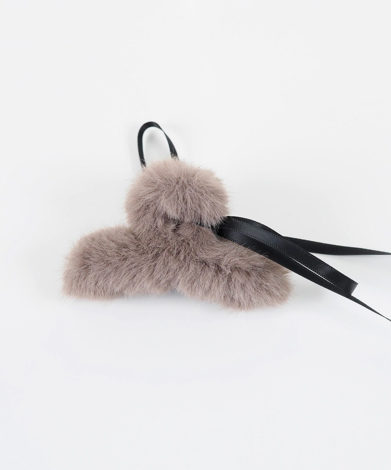 リボン付きファーくるりんバンスクリップ