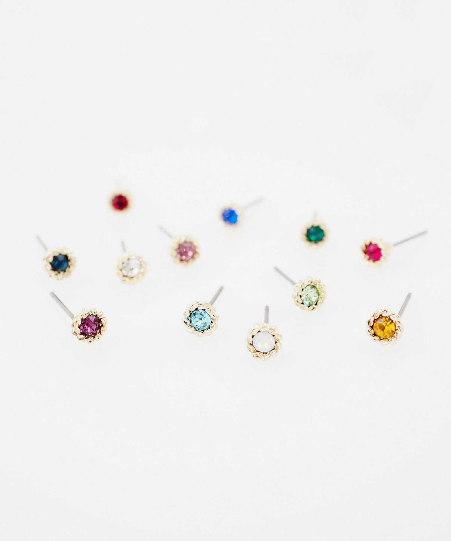 バースデーカラーストーンピュアチタンロングポストピアス