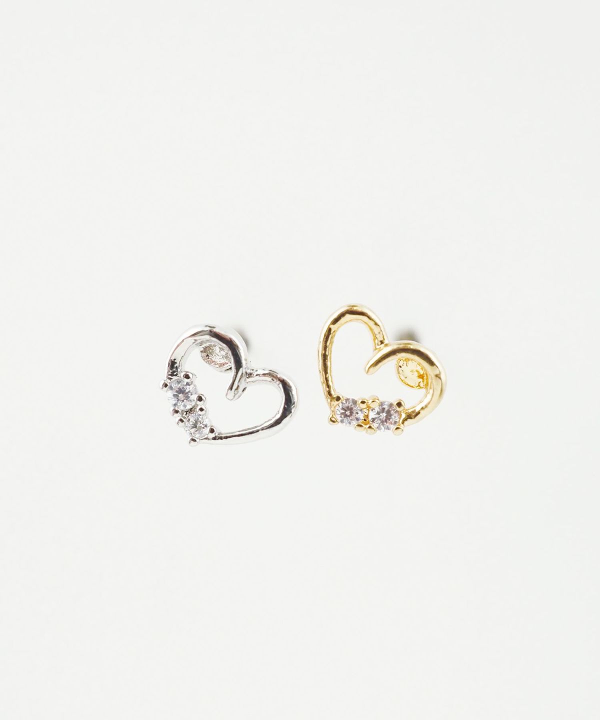 オープンハートキュービックピュアチタンロングポストピアス