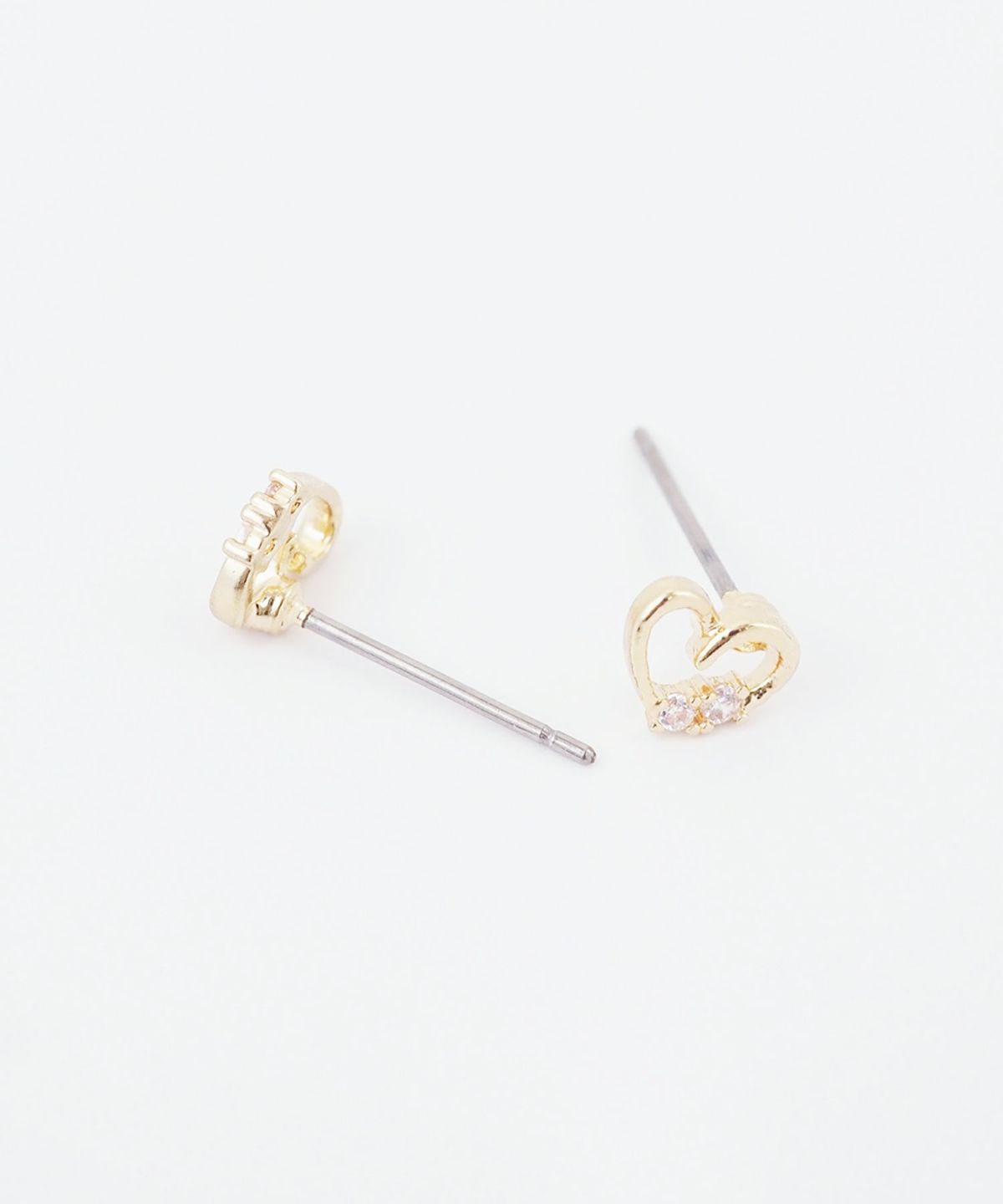 オープンハートキュービックピュアチタンロングポストピアス