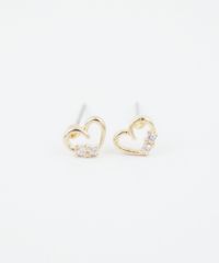 オープンハートキュービックピュアチタンロングポストピアス