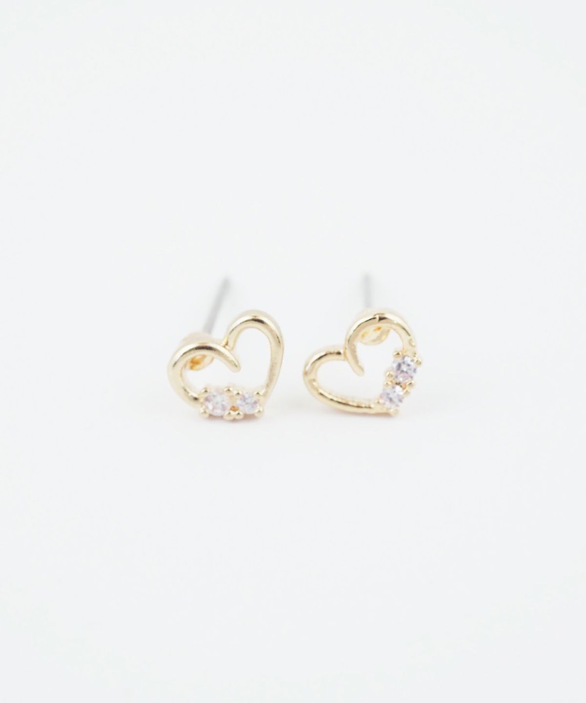 オープンハートキュービックピュアチタンロングポストピアス