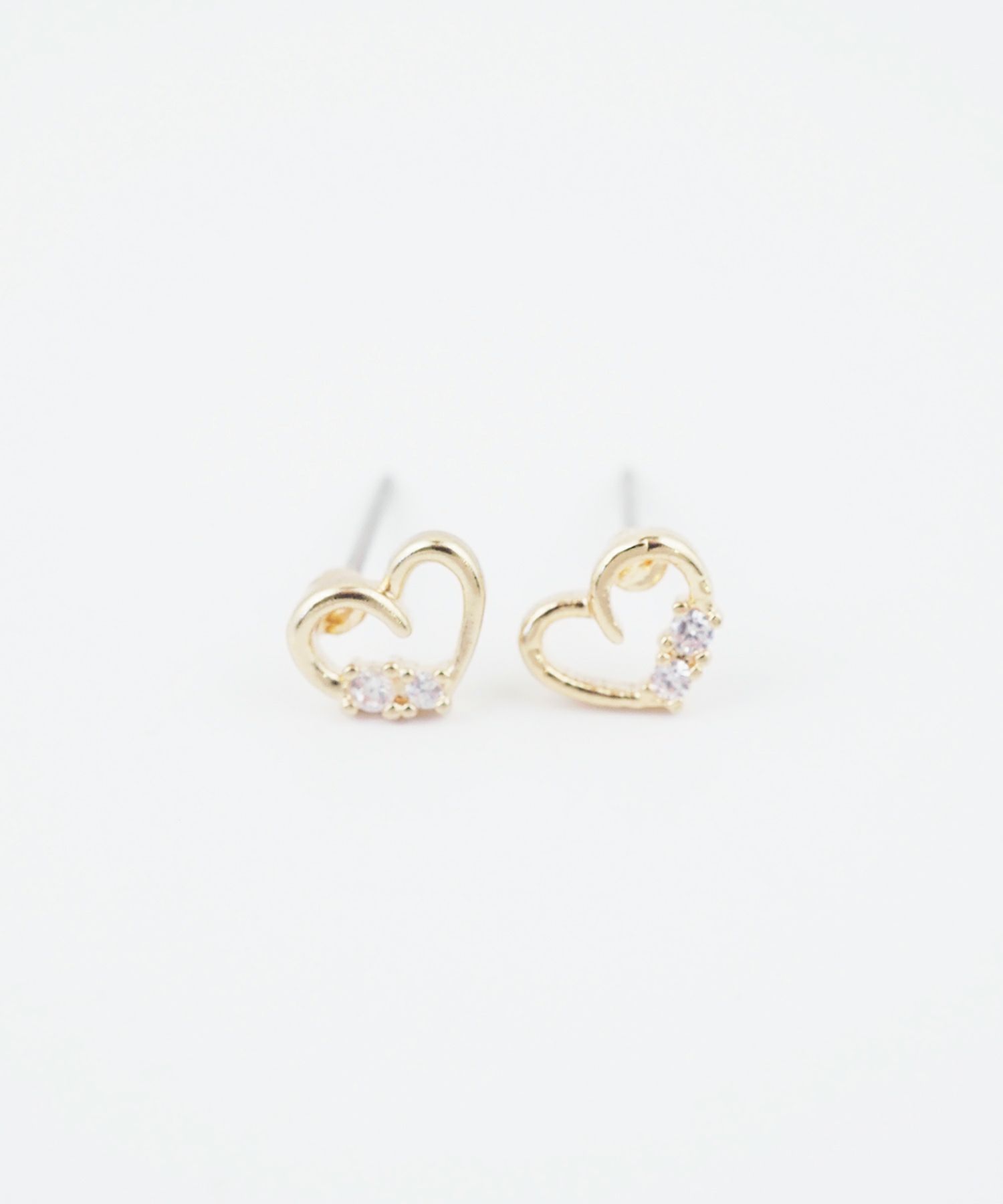 オープンハートキュービックピュアチタンロングポストピアス