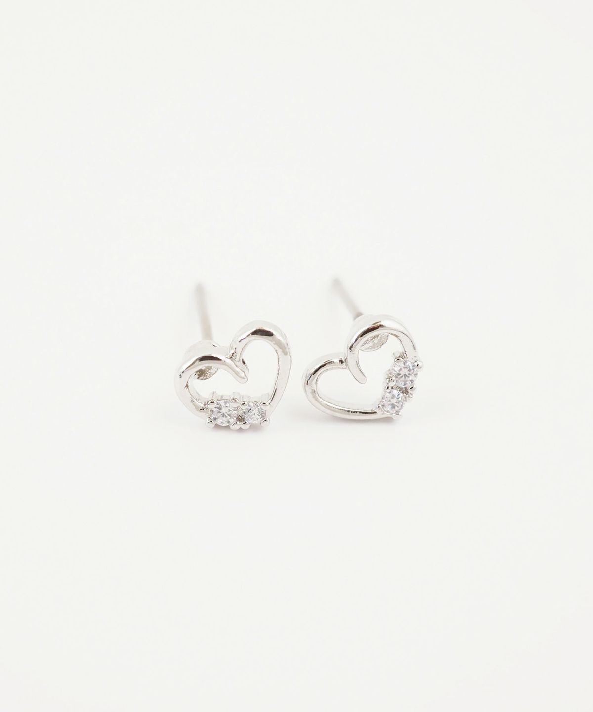 オープンハートキュービックピュアチタンロングポストピアス