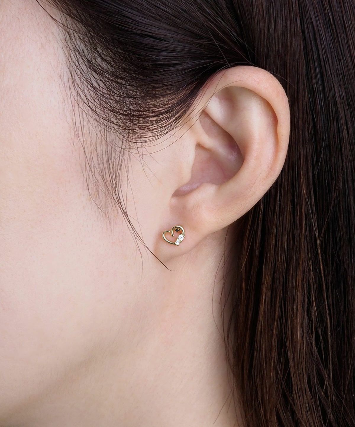 オープンハートキュービックピュアチタンロングポストピアス