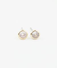 サークルキュービックピュアチタンロングポストピアス