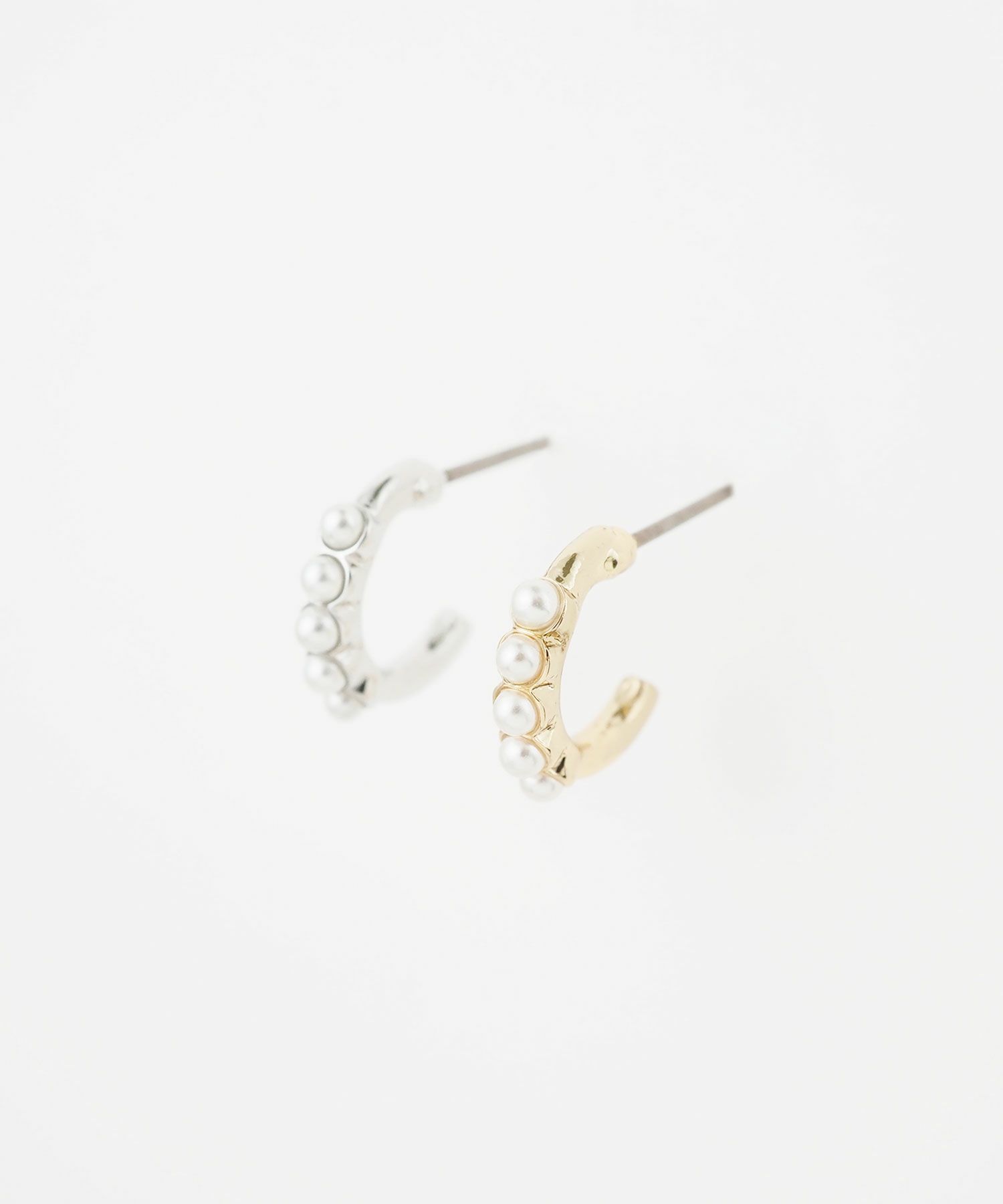 パールラインフープピュアチタンロングポストピアス