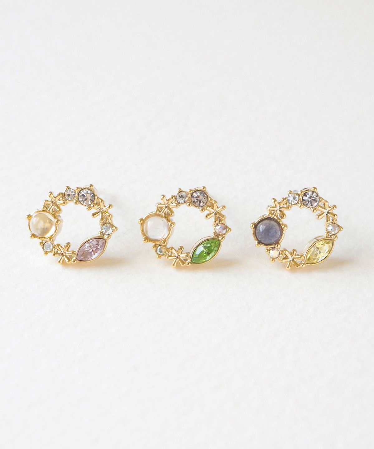 ナチュラルストーンリースチタンポストピアス【MUK Dreamy stone】