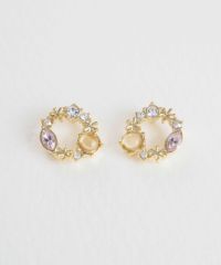 ナチュラルストーンリースチタンポストピアス【MUK Dreamy stone】