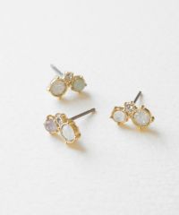 ナチュラルストーンスリーポイントチタンポストピアス【MUK Dreamy stone】