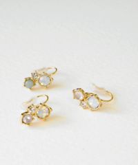 ナチュラルストーンスリーポイントノンホールイヤリング【MUK Dreamy stone】