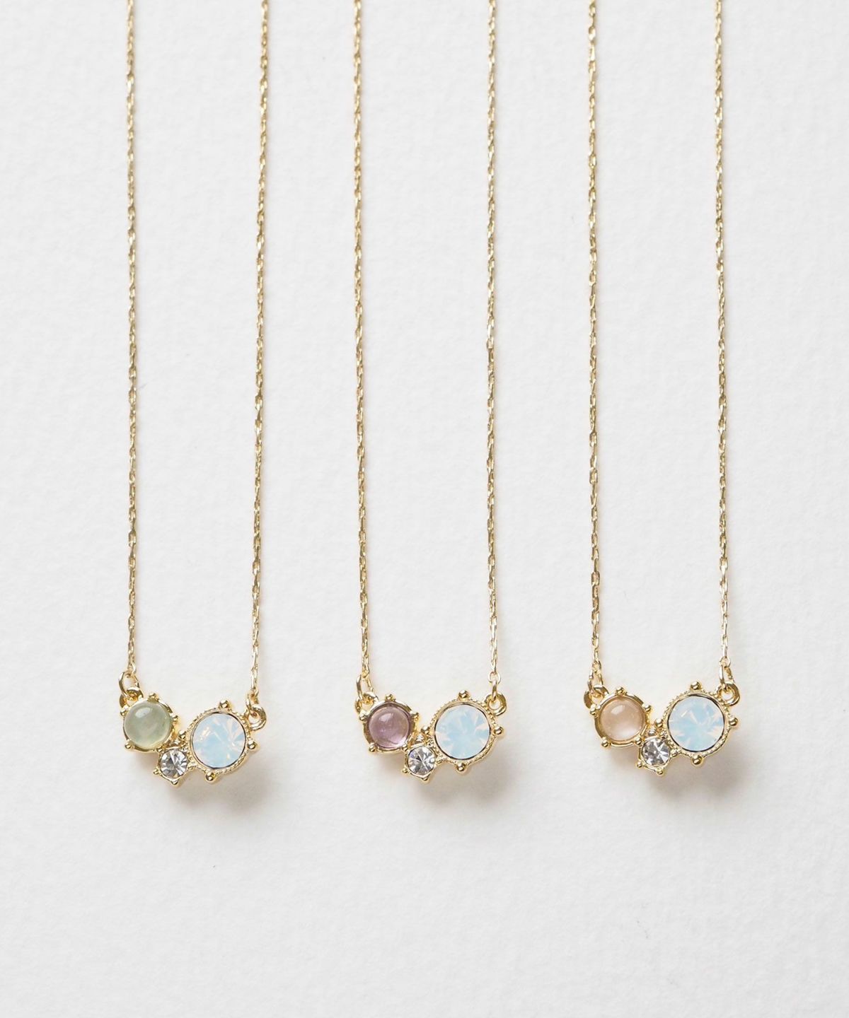 ナチュラルストーンスリーポイントネックレス【MUK Dreamy stone】