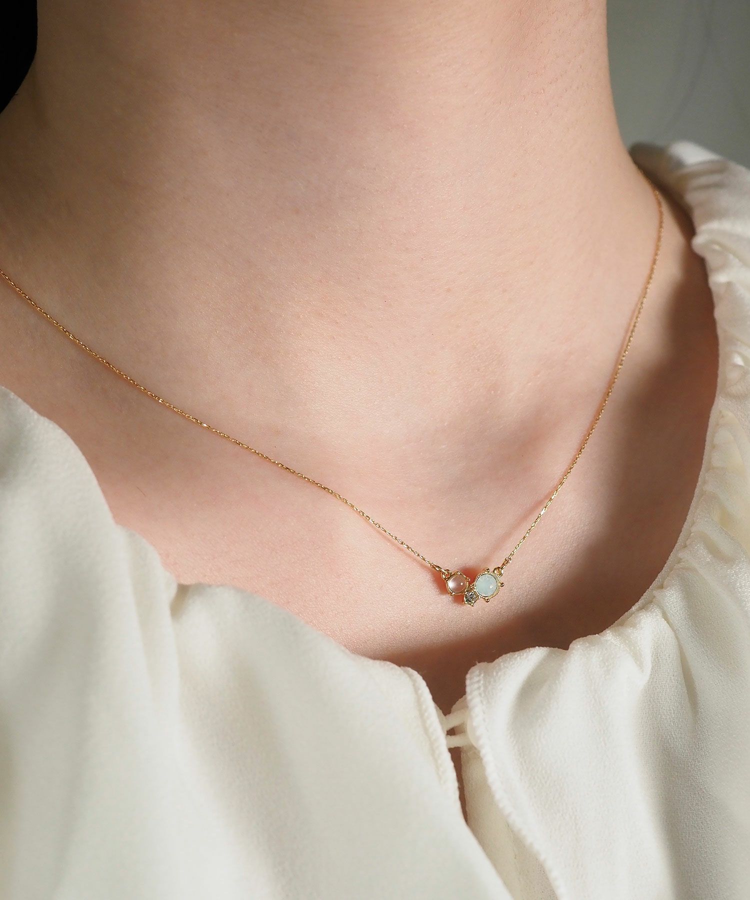 ナチュラルストーンスリーポイントネックレス【MUK Dreamy stone】