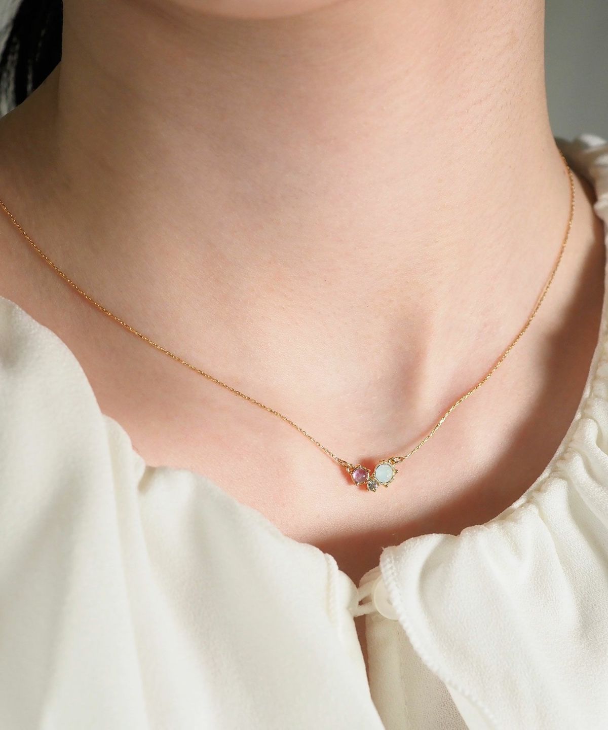 ナチュラルストーンスリーポイントネックレス【MUK Dreamy stone】