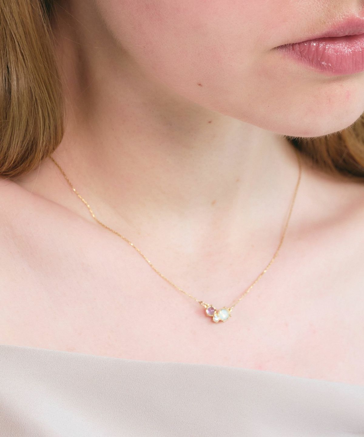 ナチュラルストーンスリーポイントネックレス【MUK Dreamy stone】