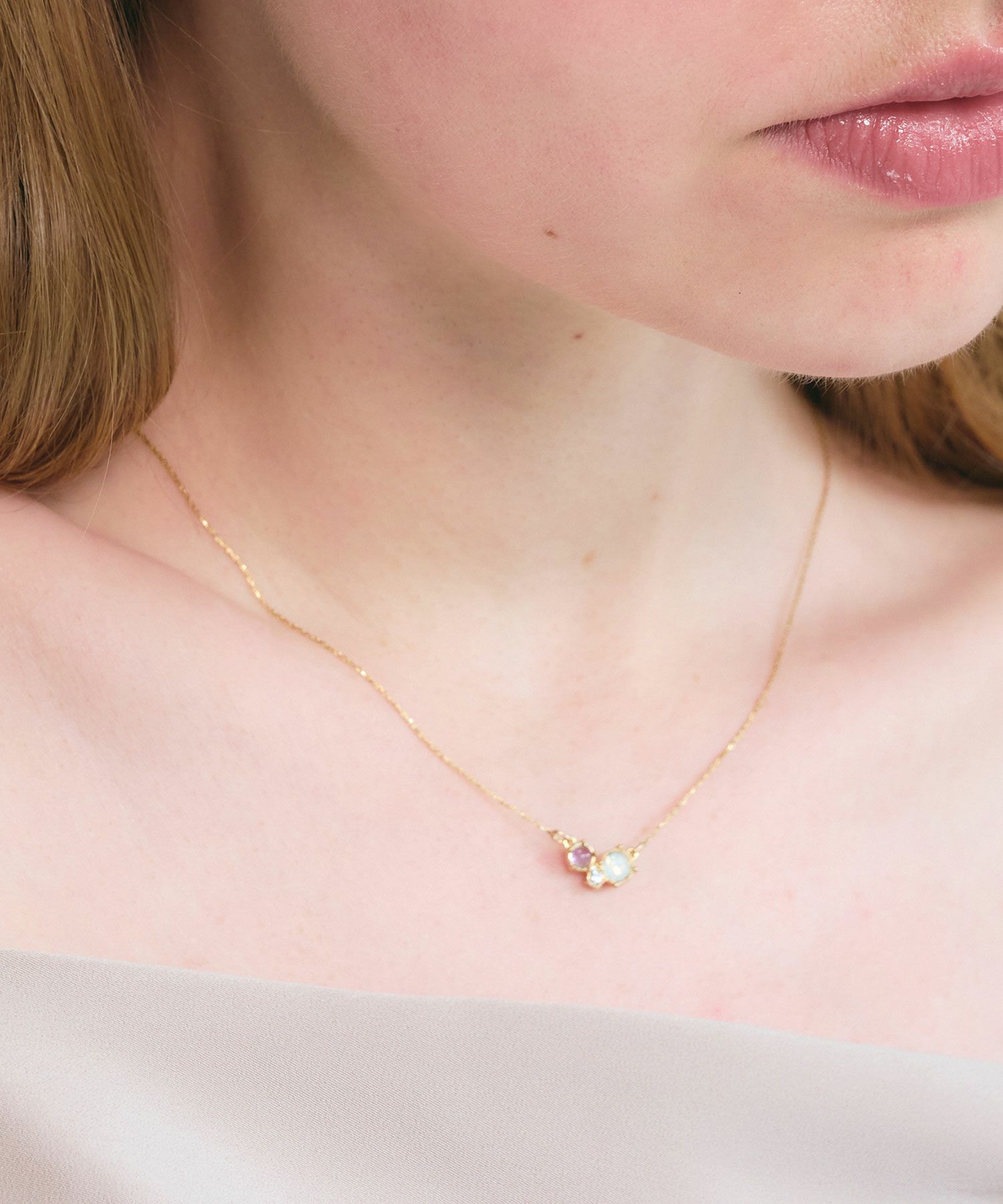 ナチュラルストーンスリーポイントネックレス【MUK Dreamy stone】