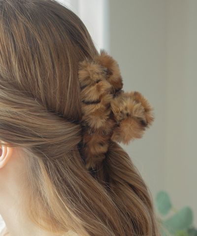 ⓝⓔⓦ【ミンクファー付きレオパード】ベビーヘアクリップ　キッズ　ヘアゴム ⓝⓔⓦ【ミンクファー付きレオパード】ベビーヘアクリップ